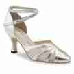 Werner Kern Linda dames dansschoenen met Enkelbandje van zilver metallic leer en transparant gaas