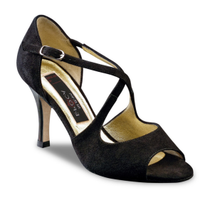 Nueva Epoca Martha Dansschoenen voor Dames zwart suede 8 cm hak