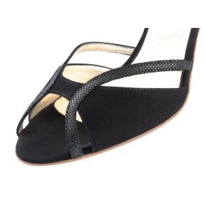 Nueva Epoca Shakira dames dansschoen open teen met glitter bandjes zwart suede