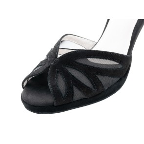 Anna Kern 930-80 Ivette dames latinschoenen met open teen en vleugels zwart