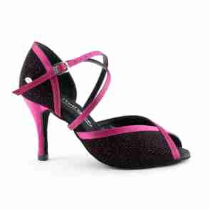 Portdance PD500 Fashion Dames Dansschoenen Zwart-Fuchsia Glitter