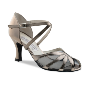 Werner Kern Liz dames dansschoenen met Kruisbandje en Peeptoe - koper metallic leer