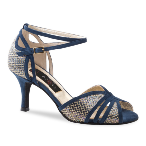 Nueva Epoca Donna Dansschoenen voor Dames donkerblauw goud suede 8 cm hak