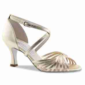 Werner Kern Mary dames dansschoenen met Goud metallic Lederen bandjes - 65 mm hakje