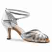 Anna Kern 790-60 Dames dansschoenen met enkelbandje van zilver metallic Leer en transparant gaas