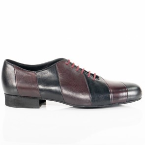 Werner Kern Heren dansschoen met Bordeaux en Zwart nappa Leer 28055 vintage voetbalschoen stijl