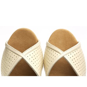 Supadance 1226 dansschoenen lage blokhak beige open neus