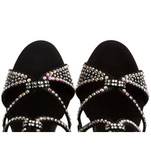 Supadance 1082 dames dansschoenen glitter bandjes zwart open neus 