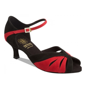 Supadance 1548 dames dansschoenen lage flare hak zwart rood