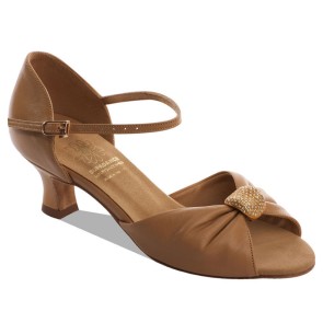 Supadance 1569 dames dansschoenen leren strik beige