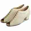 Supadance 3124 dames dansschoenen vetersluiting leer beige blokhak 