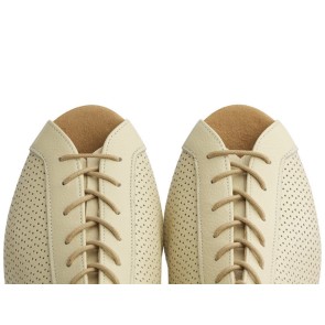 Supadance 3124 dames dansschoenen vetersluiting leer beige open neus 