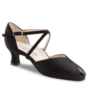 Werner Kern Lotte zwarte dames dansschoenen met Peeptoe en subtiel glans effect