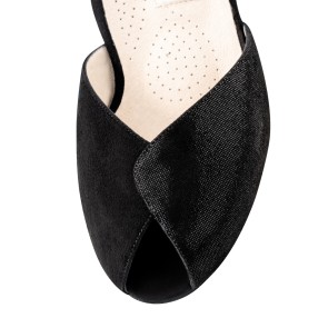 Werner Kern Lotte dansschoenen dames met peeptoe twee materialen zwart suede en glimmend leer