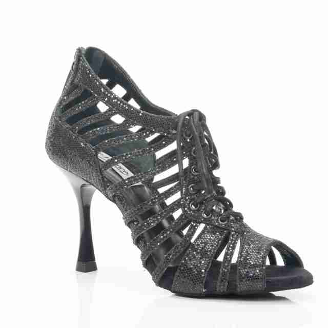 Portdance PD812 dames dansschoenen hoge hak zwart glitter