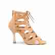 Portdance PD804 net 7 cm camel nubuck dames dansschoenen met veter