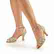 Anna Kern 750-60 Lisette gouden dansschoenen met glitters en open teen salsa latin