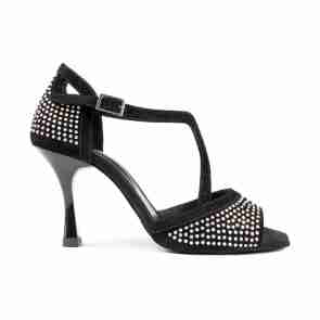 Portdance PD507 Zwart Nubuck met Strass Steentjes