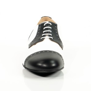 heren vintage stijl dansschoenen met vetersluiting Werner Kern 28051 wit en zwart nappa