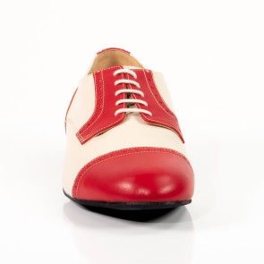 Werner Kern 28051 Dansschoen met veters voor mannen creme en rood met voetbed