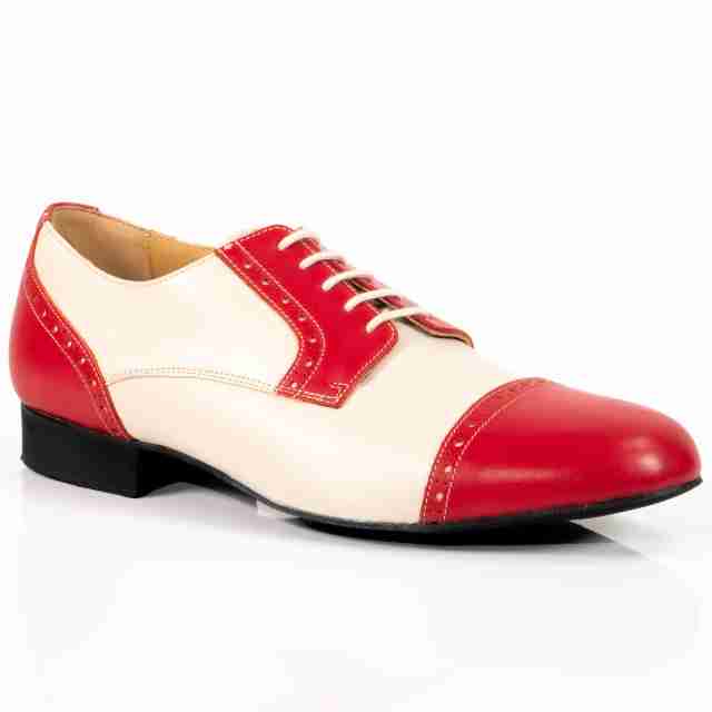 Werner Kern 28051 Tweekleurige dansschoenen voor Heren van Rood en Creme kleurig nappa Leer