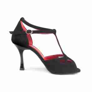 Portdance PD505 Premium Dansschoenen Zwart & Rood Suede