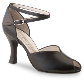 Werner Kern Asta dames dansschoenen met Peeptoe en Kruis enkelbandje met 8 cm hak zwart leer