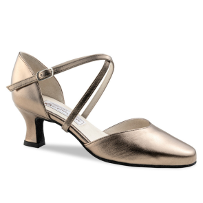 Werner Kern Patty dichte Dames Dansschoenen met Puntig neusje en Kruisbandje - koper metallic