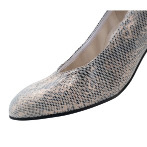 Werner Kern Laura dames dansschoenen 5 cm hak en gesloten ronde neus shark beige glitter kleur