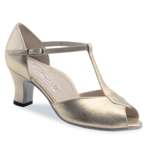 Werner Kern Paulette dames dansschoenen met Peeptoe en T bandje - poeder goud Leer